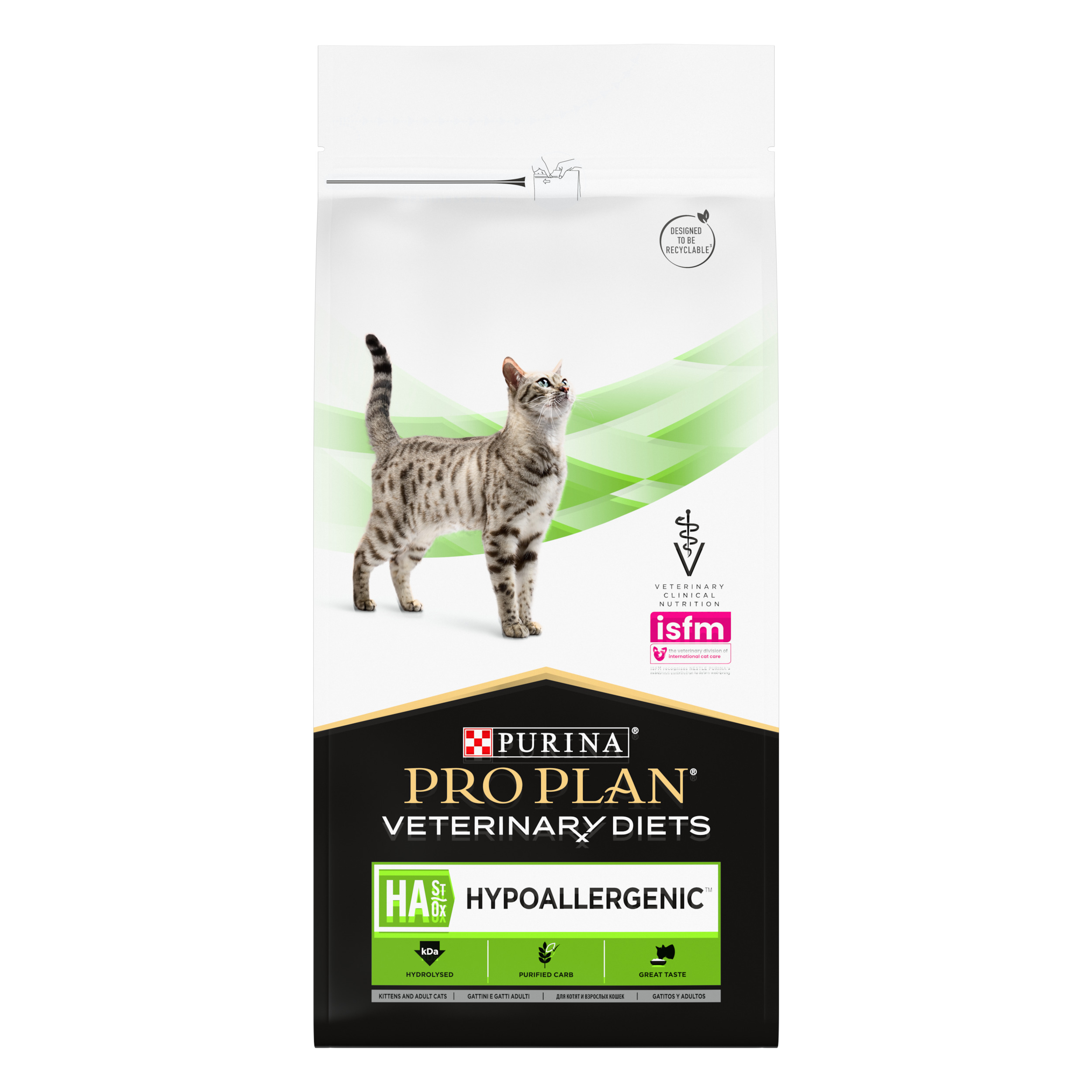 Сухой корм полнорационный диетический PRO PLAN® Veterinary Diets HA St/Ox Hypoallergenic для котят и взрослых кошек для снижения пищевой непереносимости ингредиентов и питательных веществ