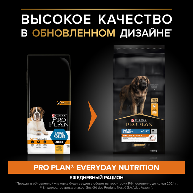 PRO PLAN® EVERYDAY NUTRITION для взрослых собак крупных пород с мощным телосложением, с высоким содержанием курицы